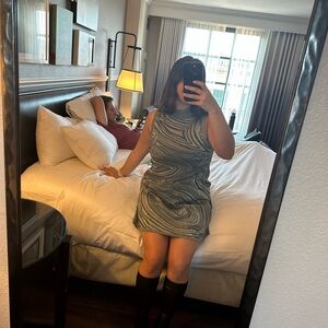 Anthropologie Gold Silver and Black Metallic Dress